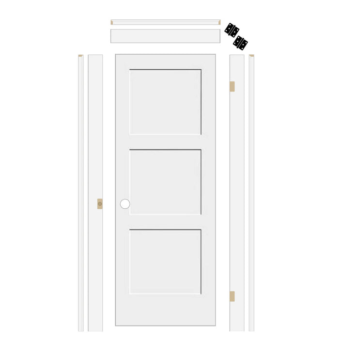 Shaker 3 Panel Primed Solid Core Door with 4-5/8" Jamb Kit*