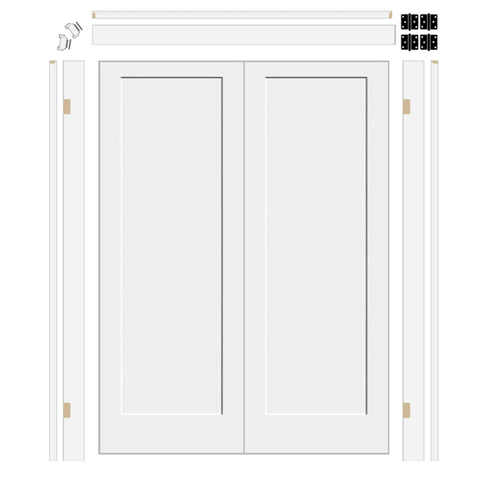 Shaker 1 Panel Double Doors with 6-5/8" Jamb Kit*
