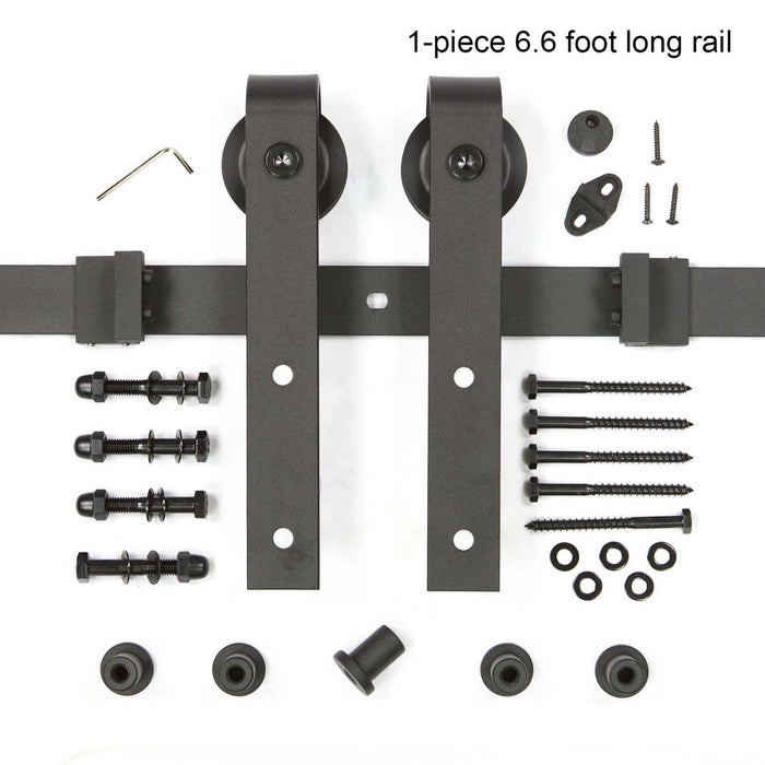 6.6ft - Sliding Barn Door Kit, J-Shape Hangers Barn Door Hardware