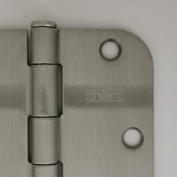 3" x 3" Brushed Nickel Hinges, 5/8" Radius