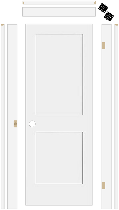 Shaker 2 Panel Primed Solid Core Door with 4-5/8" Jambs