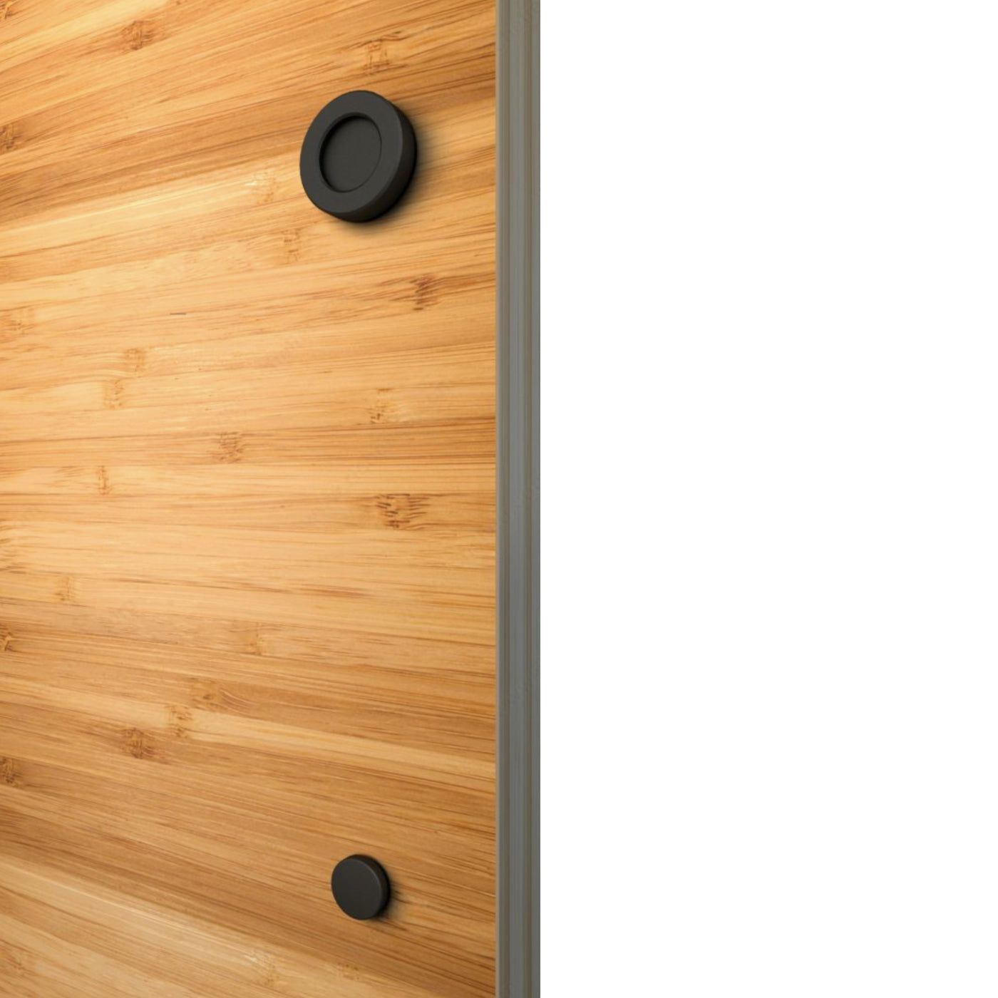 Flat Bar Door Handle with Round Disc Pull — Cambridge Crown and Trim