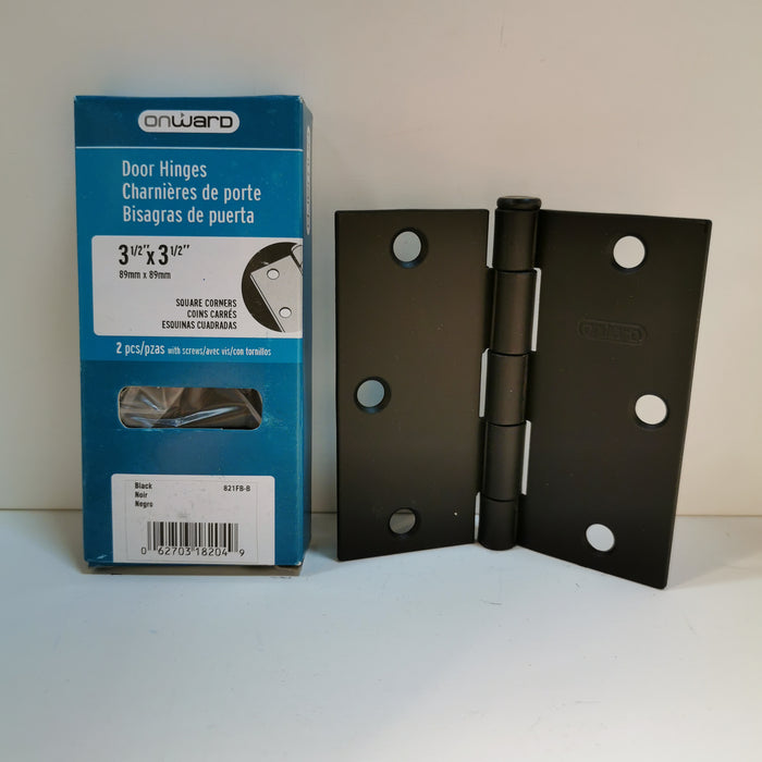 3-1/2" x 3-1/2" Black Hinges, Square Corners