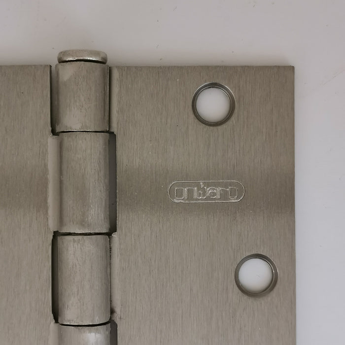 3-1/2" x 3-1/2" Brushed Nickel Hinges, Square Corners