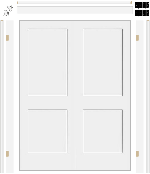 Shaker 2 Panel Double Doors with 4-5/8" Jambs